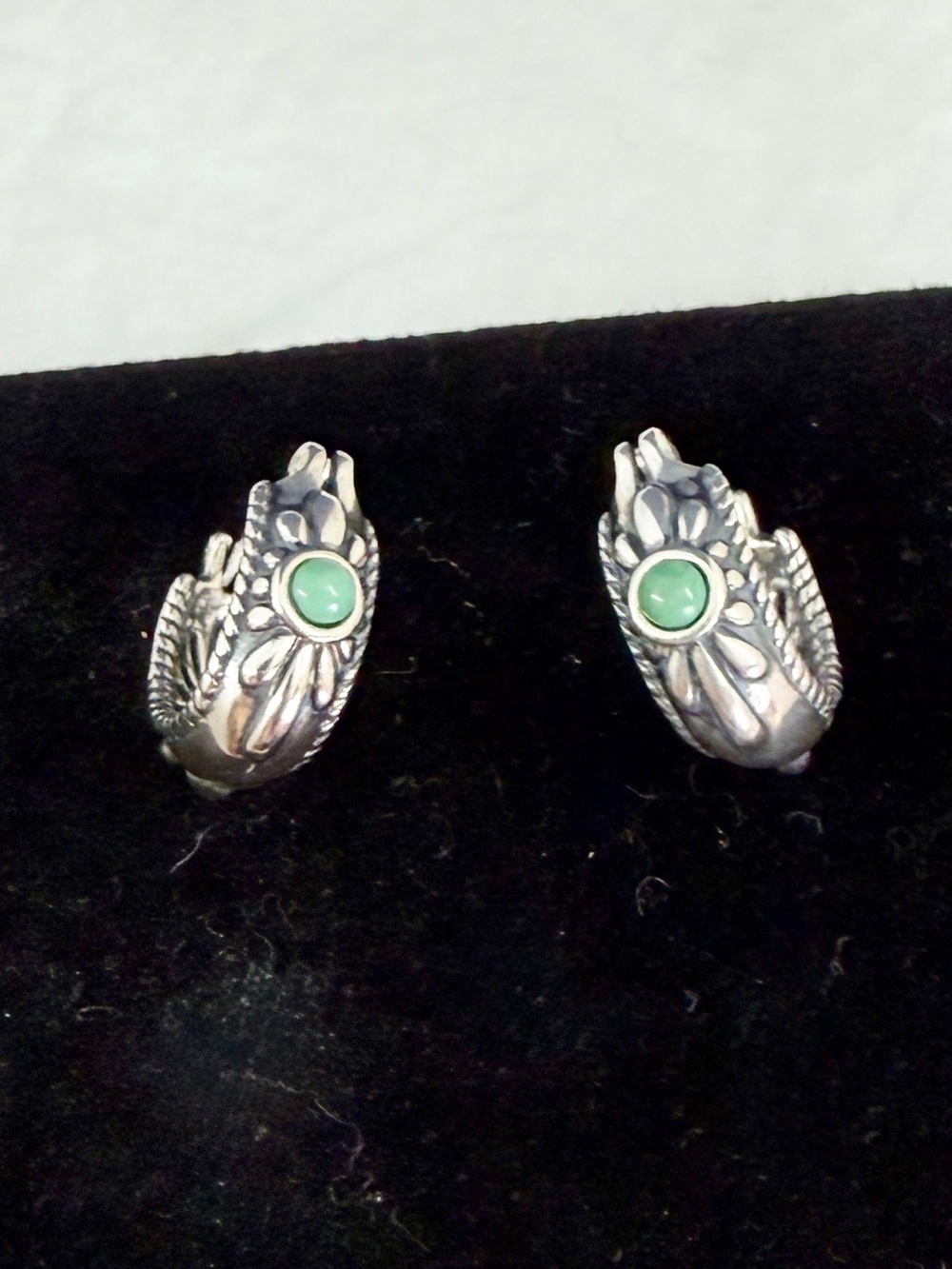 CAROLYN POLLACK American West Sterling Silver Turquoise Hoop Huggie Earrings